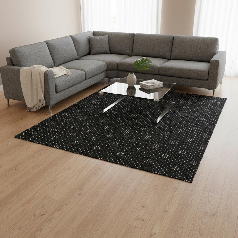 HomeRoots 9' X 12' Denim Blue & Ivory Plaid Washable Area Rug with UV Protection for Family-Friendly Spaces 674310
