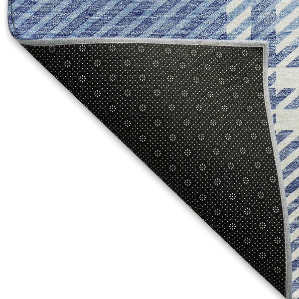 HomeRoots 10' Denim Blue & Ivory Plaid Washable Area Rug – UV Protected, Stain-Resistant, Durable Design for All Spaces 674311