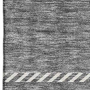 HomeRoots 5' x 8' Gray and Ivory Plaid Area Rug - Washable, UV-Protected, Stain-Resistant for Family Homes 674313