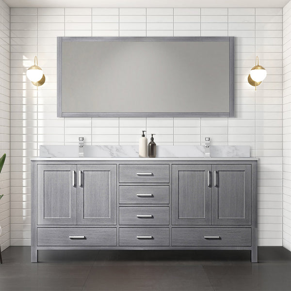 English Elm Distressed Grey Double Bath Vanity 72" W x 22" D - Solid Wood Frame, Soft-Close Drawers, Ample Storage B2731P258915