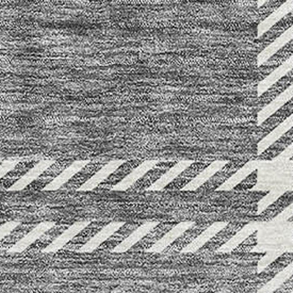 HomeRoots 8' X 10' Gray And Ivory Plaid Washable Area Rug - Durable, Stain-Resistant, UV Protected for Any Room 674315