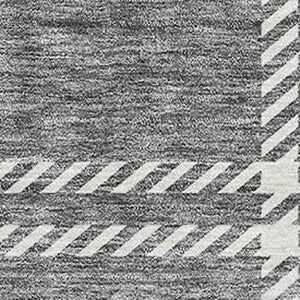 HomeRoots 10' X 14' Gray And Ivory Plaid Washable Area Rug - Durable, Stylish, UV Protected for Family Spaces 674317