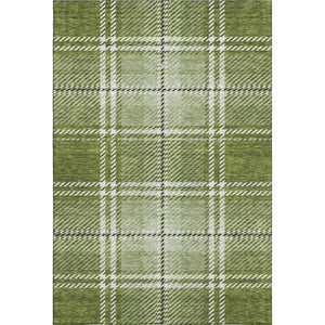 HomeRoots 5' X 8' Green and Ivory Plaid Area Rug - Durable, Washable, UV-Protected for Stylish Everyday Living 674319