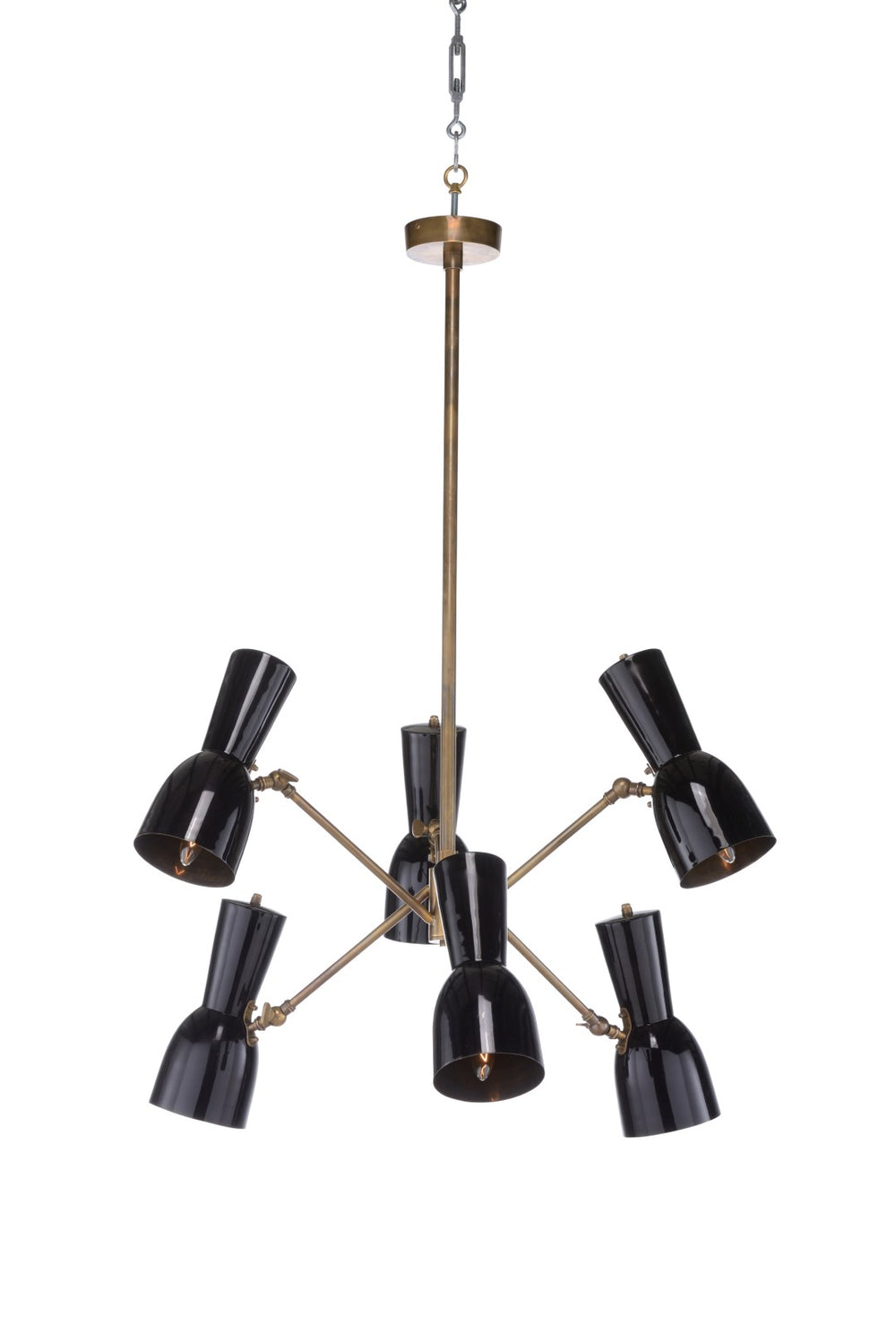 Wildwood Thayer Matte Black & Gold Chandelier — Sculptural Six-Arm Mid-Century Fixture, Directional Lighting 67432