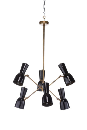 Wildwood Thayer Matte Black & Gold Chandelier — Sculptural Six-Arm Mid-Century Fixture, Directional Lighting 67432