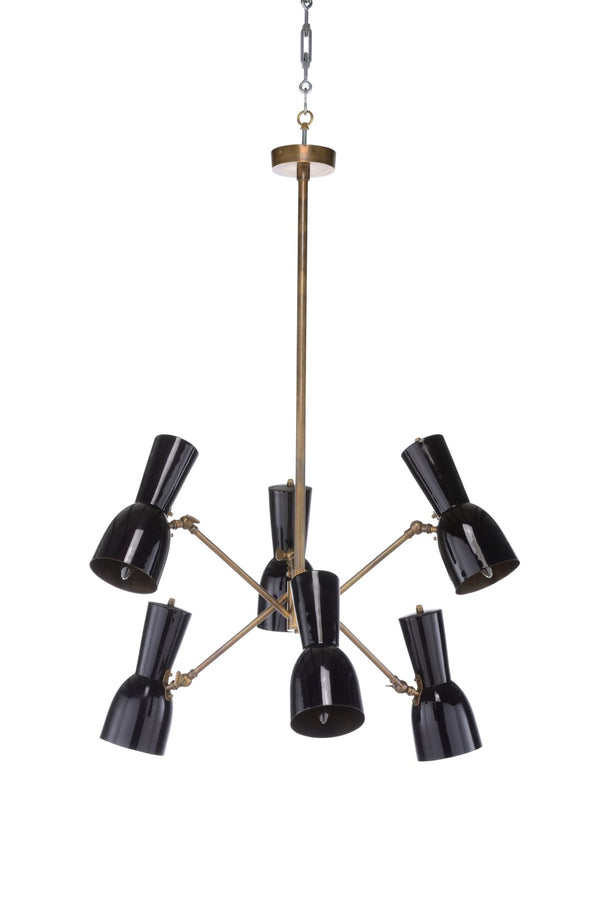 Wildwood Thayer Matte Black & Gold Chandelier — Sculptural Six-Arm Mid-Century Fixture, Directional Lighting 67432