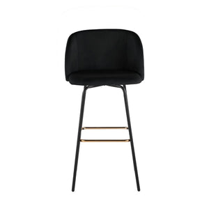 English Elm Fixed-height Swivel Barstools Velvet Seat Gold Footrest Glam Kitchen Island Set of 2 Black B202S01908