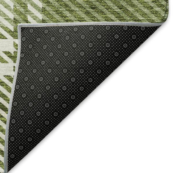 HomeRoots 9' X 12' Green and Ivory Plaid Washable Area Rug - UV Resistant, Durable, Easy-Care for All Spaces 674322