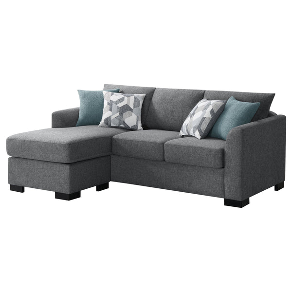 English Elm Pacheco Upholstered Sleeper Sectional with Chaise and Pullout Bed, Patterned Pillows & Sturdy Frame Grey B062P375540