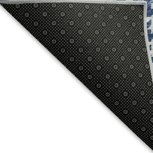 HomeRoots 5' X 8' Navy Blue and Ivory Plaid Washable Area Rug - Durable, Stain-Resistant, UV-Protected Design 674325