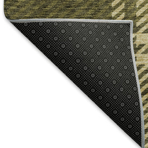 HomeRoots 8' X 10' Olive Green, Beige & Ivory Plaid Area Rug - Stain Resistant, UV Protected, Easy Care Luxury 674333