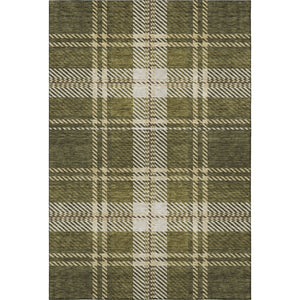 HomeRoots 8' X 10' Olive Green, Beige & Ivory Plaid Area Rug - Stain Resistant, UV Protected, Easy Care Luxury 674333