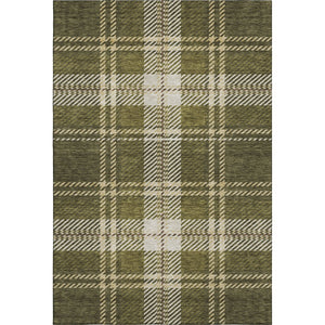 HomeRoots 9' X 12' Olive Green Plaid Area Rug - Washable, Stain Resistant & UV Protected for Busy Homes 674334
