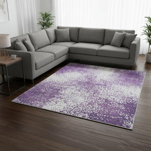 HomeRoots 8' X 10' Stylish Purple, Ivory & Gold Plaid Washable Area Rug - Durable, Fade-Resistant & Family-Friendly 674339