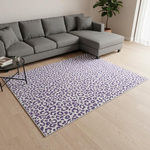 HomeRoots 9' X 12' Stylish Purple Ivory Gold Plaid Washable Area Rug with UV Protection for Modern Homes 674340