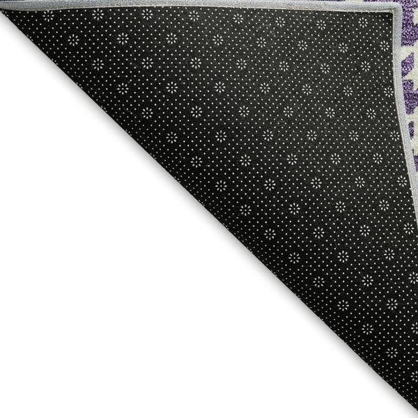 HomeRoots 9' X 12' Stylish Purple Ivory Gold Plaid Washable Area Rug with UV Protection for Modern Homes 674340