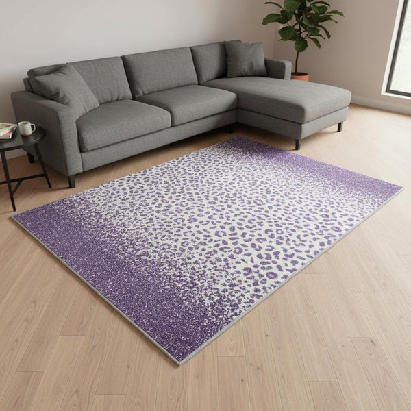 HomeRoots 10' X 14' Purple Ivory Gold Plaid Area Rug - Stylish, Washable, UV-Protected for Homes with Kids & Pets 674341