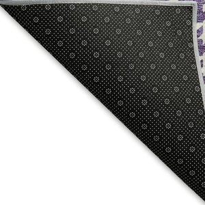 HomeRoots 10' X 14' Purple Ivory Gold Plaid Area Rug - Stylish, Washable, UV-Protected for Homes with Kids & Pets 674341