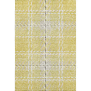 HomeRoots 8' X 10' Washable Plaid Area Rug in Yellow, Ivory & Gray – Durable, Stain Resistant with UV Protection 674351