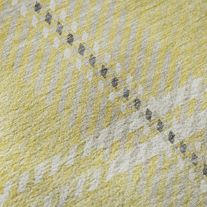 HomeRoots 8' X 10' Washable Plaid Area Rug in Yellow, Ivory & Gray – Durable, Stain Resistant with UV Protection 674351