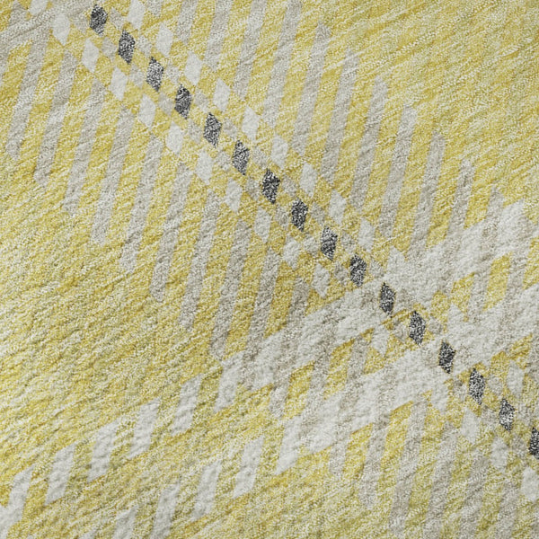 HomeRoots 8' X 10' Washable Plaid Area Rug in Yellow, Ivory & Gray – Durable, Stain Resistant with UV Protection 674351