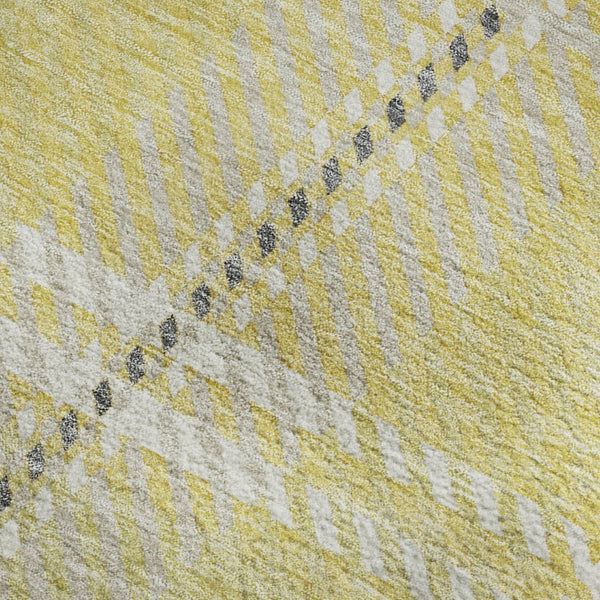 HomeRoots 8' X 10' Washable Plaid Area Rug in Yellow, Ivory & Gray – Durable, Stain Resistant with UV Protection 674351