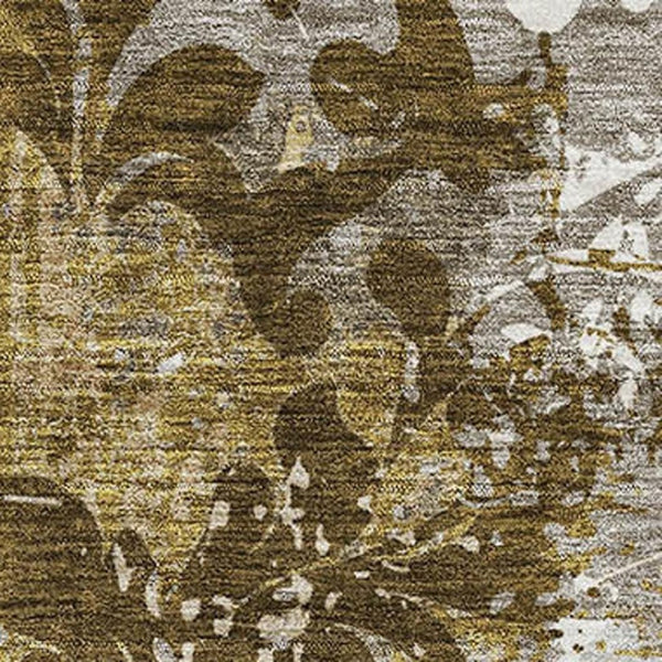 HomeRoots 5' X 8' Elegant Brown Damask Area Rug - Washable, Stain Resistant & UV Protected for Busy Homes 674355
