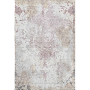 HomeRoots 10' Ivory Beige & Gray Damask Area Rug - Washable, UV-Protected, Durable Style for High-Traffic Spaces 674371