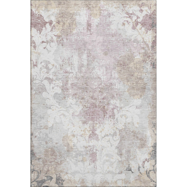 HomeRoots 10' Ivory Beige & Gray Damask Area Rug - Washable, UV-Protected, Durable Style for High-Traffic Spaces 674371
