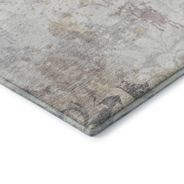 HomeRoots 10' Ivory Beige & Gray Damask Area Rug - Washable, UV-Protected, Durable Style for High-Traffic Spaces 674371
