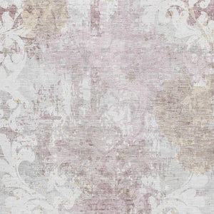 HomeRoots 10' Ivory Beige & Gray Damask Area Rug - Washable, UV-Protected, Durable Style for High-Traffic Spaces 674371