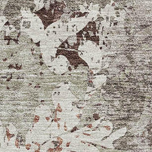HomeRoots 5' X 8' Elegant Taupe Beige & Gray Damask Area Rug - Washable, UV-Protected, Pet-Friendly Design 674373