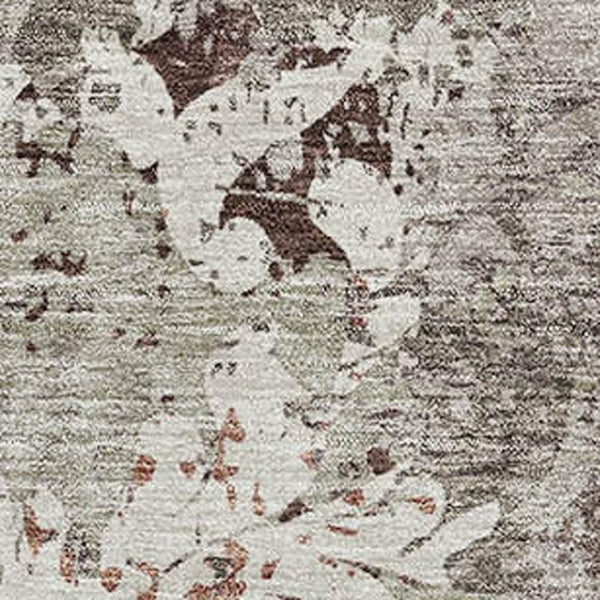 HomeRoots 5' X 8' Elegant Taupe Beige & Gray Damask Area Rug - Washable, UV-Protected, Pet-Friendly Design 674373