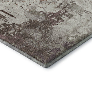 HomeRoots 8' Elegant Taupe Beige & Gray Damask Washable Rug - UV Protected, Stylish & Durable for Any Room 674374
