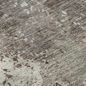 HomeRoots 8' Elegant Taupe Beige & Gray Damask Washable Rug - UV Protected, Stylish & Durable for Any Room 674374
