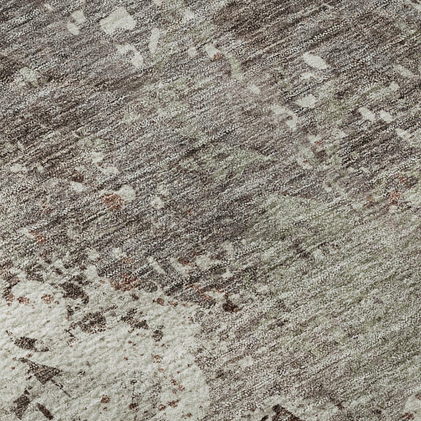 HomeRoots 8' Elegant Taupe Beige & Gray Damask Washable Rug - UV Protected, Stylish & Durable for Any Room 674374