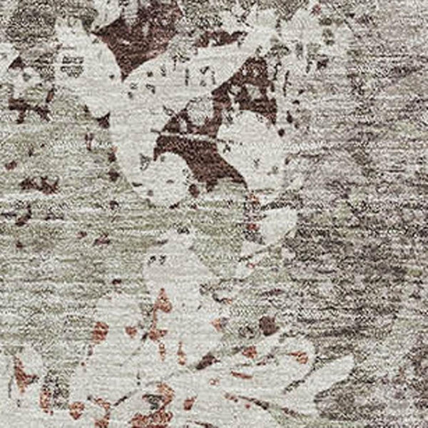 HomeRoots 8' X 10' Taupe Beige & Gray Damask Area Rug - Washable, UV Protected, Stain Resistant & Durable Design 674375