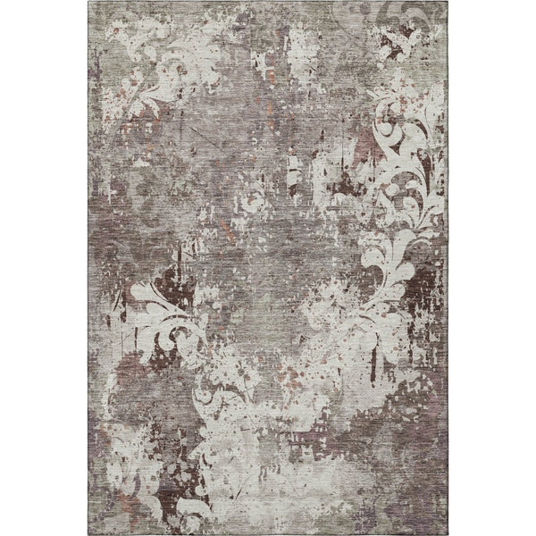 HomeRoots 10' X 14' Taupe Beige & Gray Damask Area Rug - Washable, UV Protected, Perfect for Busy Homes! 674377