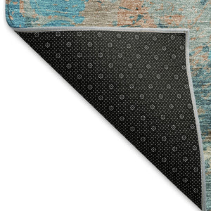 HomeRoots 9' X 12' Teal Beige Taupe Damask Area Rug – Washable, UV Protected, Durable for All Spaces! 674382