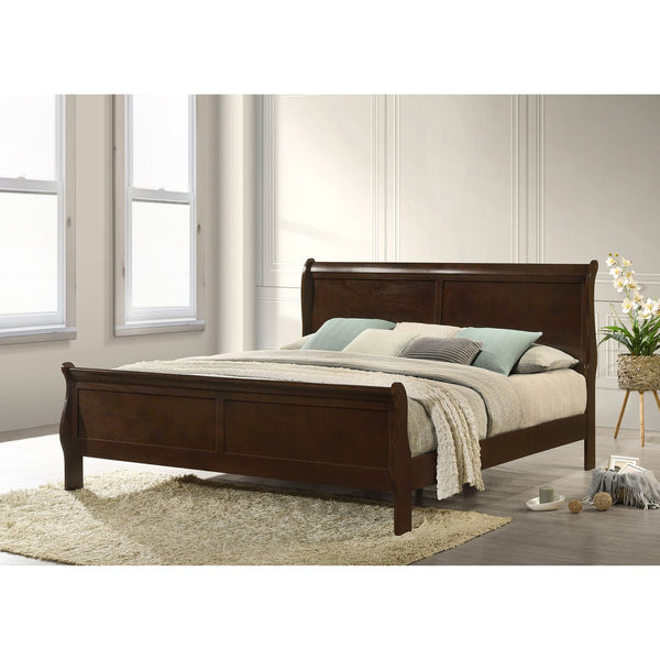 English Elm Graffenstaden Cappuccino Sleigh Bed Eastern King – Warm Espresso Finish, Curved Headboard, Slatted Design B062S00662