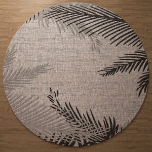 HomeRoots Floral Round Rug - Tropical-Inspired, Machine Washable, Stain-Resistant, Non-Slip for High-Traffic Areas 674393