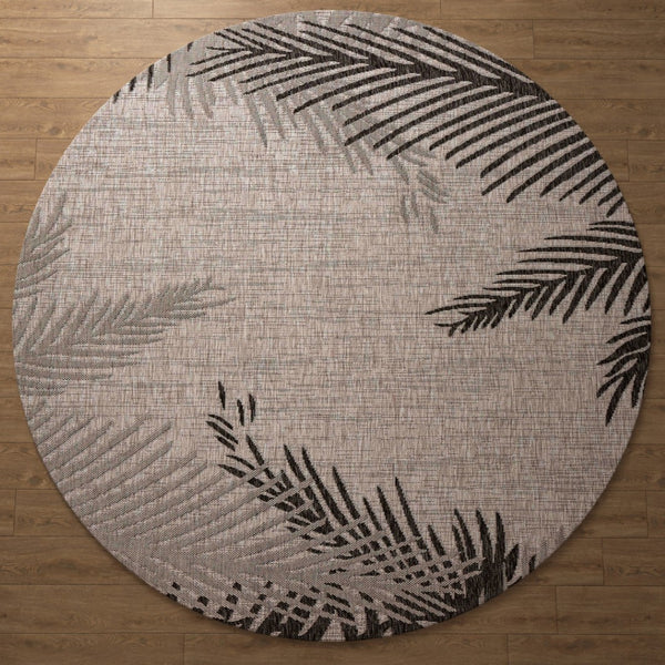 HomeRoots Floral Round Rug - Tropical-Inspired, Machine Washable, Stain-Resistant, Non-Slip for High-Traffic Areas 674393