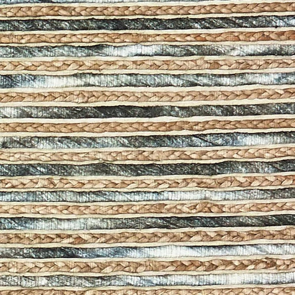 HomeRoots Wool Hand-Braided Area Rug - Coastal-Inspired Striped Design for Comfort in Living Spaces 96"x120" 674429