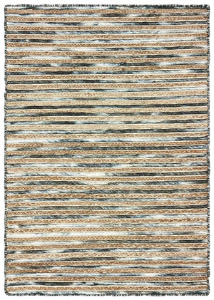 HomeRoots Wool Hand-Braided Striped Area Rug – Cozy Coastal Decor, Durable Softness, Perfect for Any Room 674430