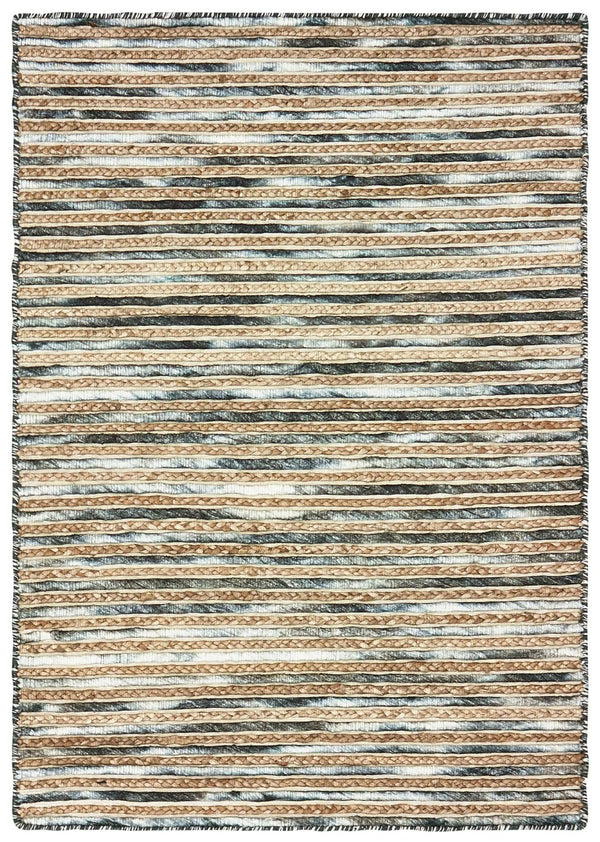 HomeRoots Wool Hand-Braided Striped Area Rug – Cozy Coastal Decor, Durable Softness, Perfect for Any Room 674430