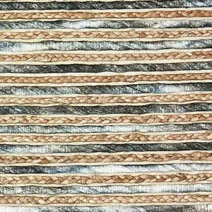 HomeRoots Wool Hand-Braided Striped Area Rug – Cozy Coastal Decor, Durable Softness, Perfect for Any Room 674430
