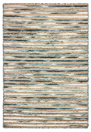 HomeRoots Wool Hand-Braided Area Rug - Striped Coastal Charm for Warmth, Durability & Style in Any Room 674431