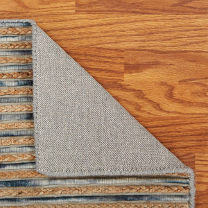 HomeRoots Wool Hand-Braided Area Rug - Striped Coastal Charm for Warmth, Durability & Style in Any Room 674431