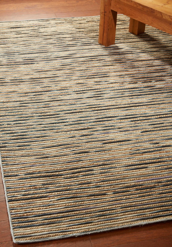 HomeRoots Wool Hand-Braided Area Rug - Striped Coastal Charm for Warmth, Durability & Style in Any Room 674431