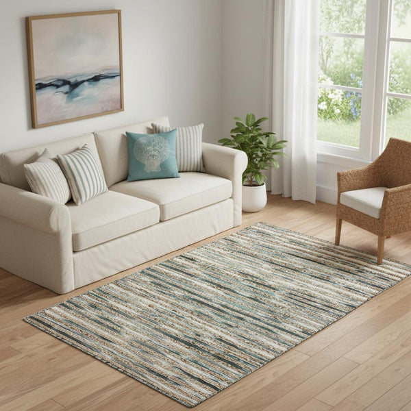 HomeRoots Wool Hand-Braided Area Rug - Striped Coastal Charm for Warmth, Durability & Style in Any Room 674431